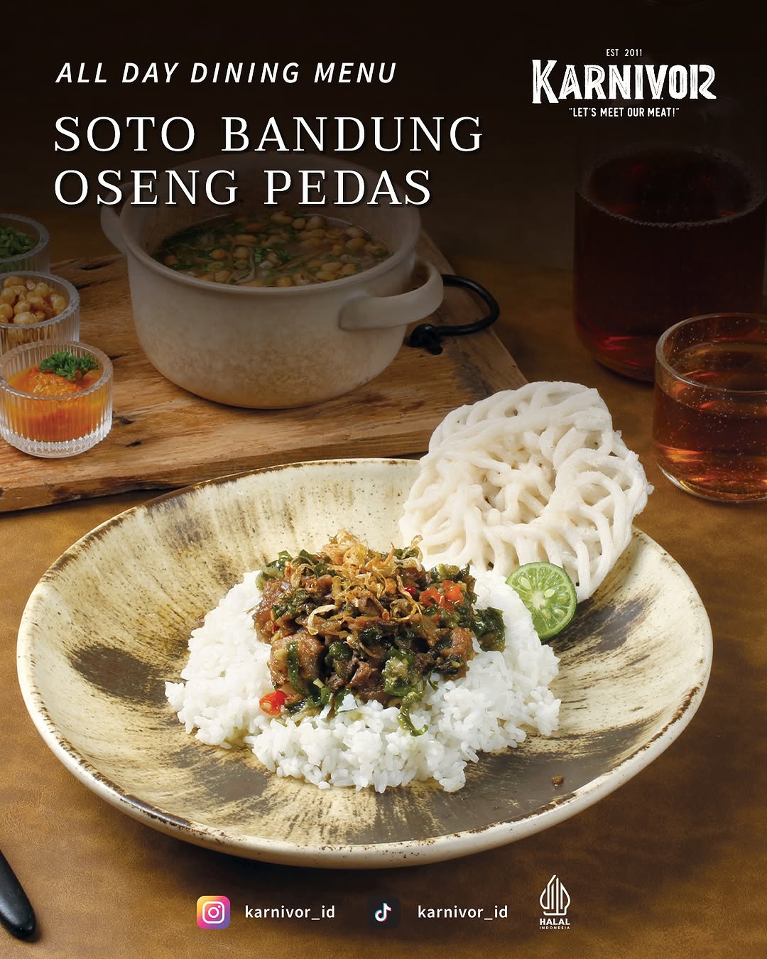 Soto Bandung Ongseng Asin Pedas + Nasi Karnivor